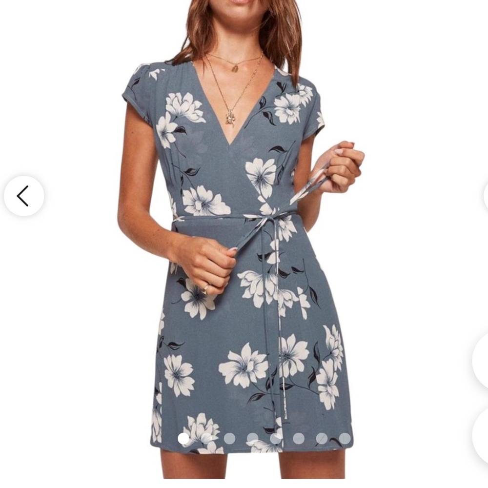 Reformation Blue and White Floral Dress Wrap